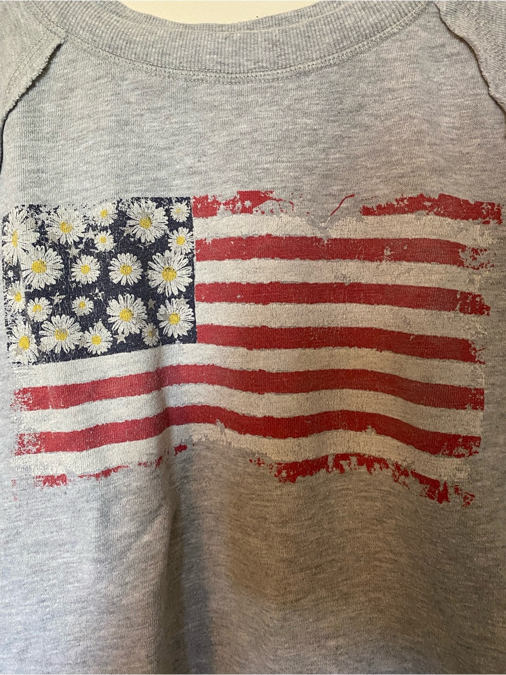 Maurices Gray Sweatshirt with Daisy Flag Graphic